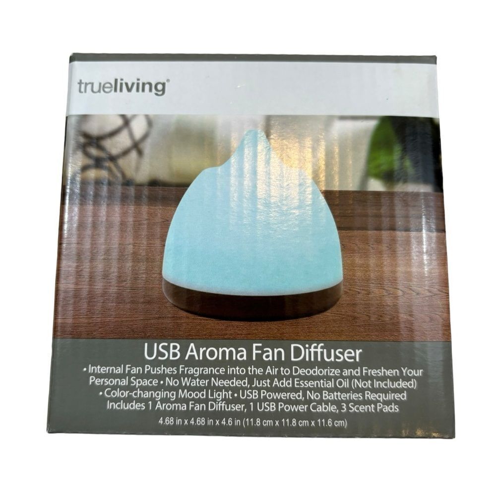 Brand‎ new in Box True Living USB Aroma Fan Diffuser Color Changing